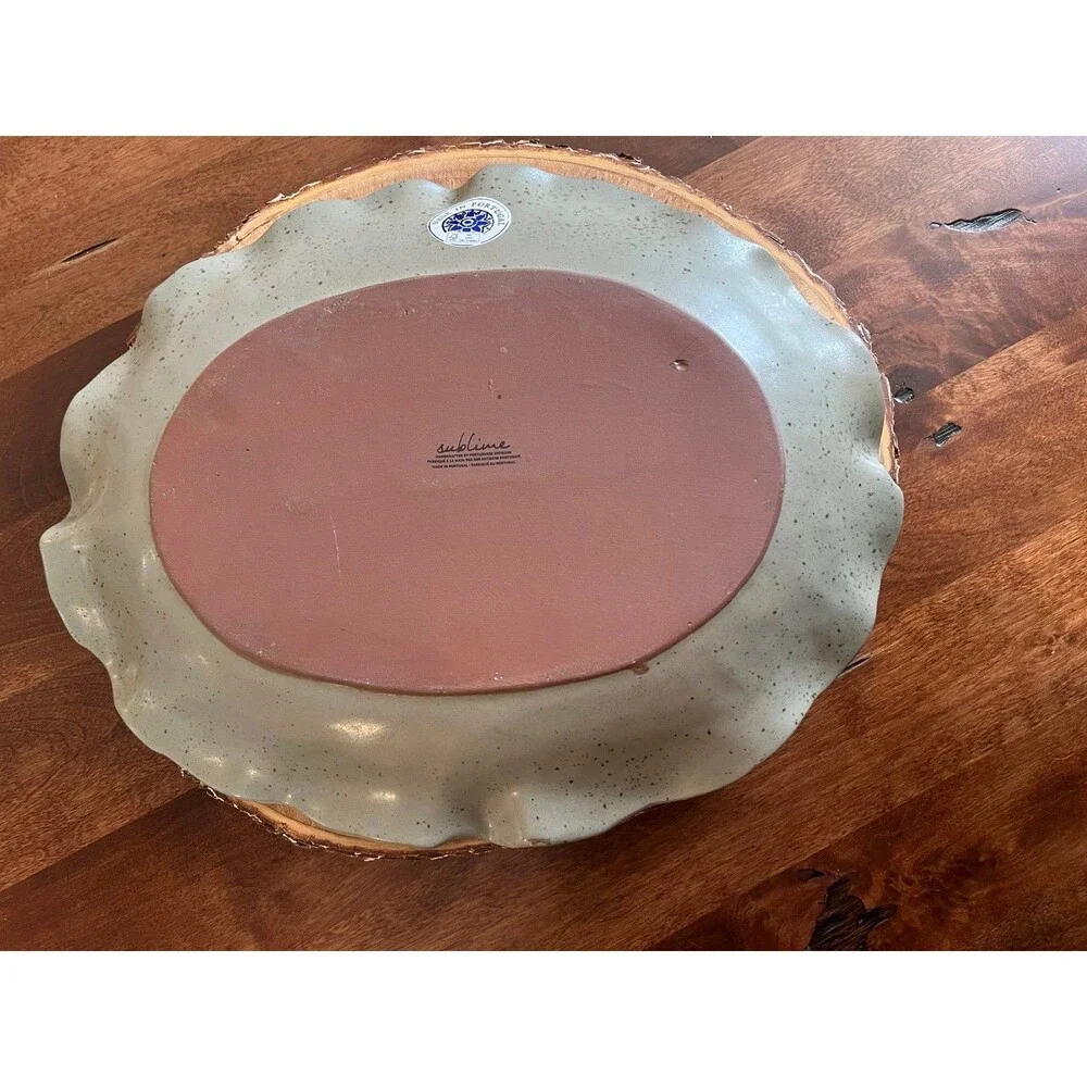 Fluttered Oval Serving Platter Sage Sublime NEW made in Portugal